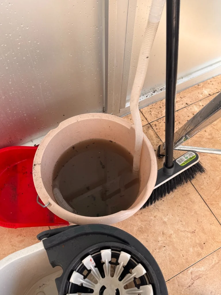 Drain after flushing.