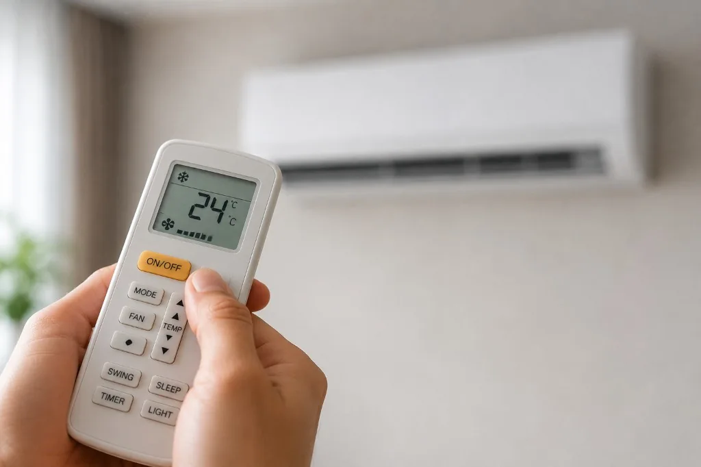 Air conditioner remote: switch off before inspection