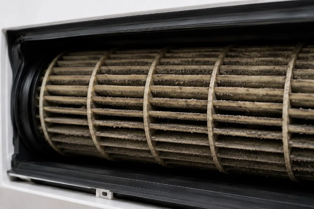 Dirty air conditioner blower wheel