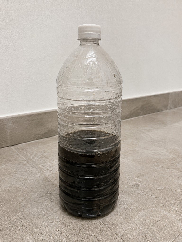 Drain water removed during cleaning (heavily soiled).