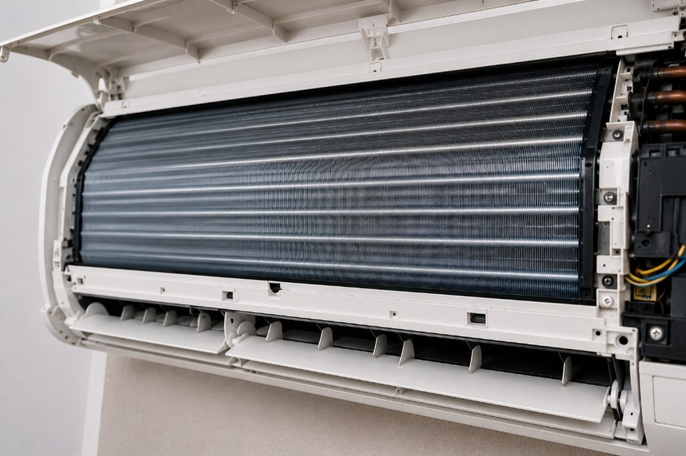 Evaporator clean after deep cleaning.